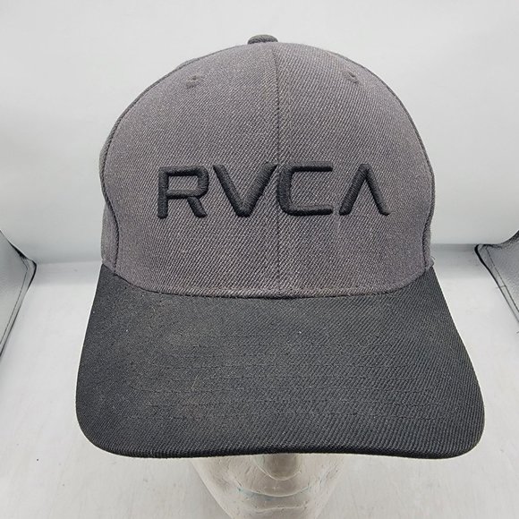 RVCA Mid Fit Gray Hat Adjustable Camo Brim Casual Outdoors Work Wear - Picture 1 of 9